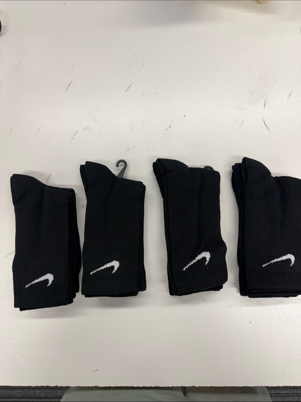 Nike Black Crew Socks with White Swoosh - 12 Pairs